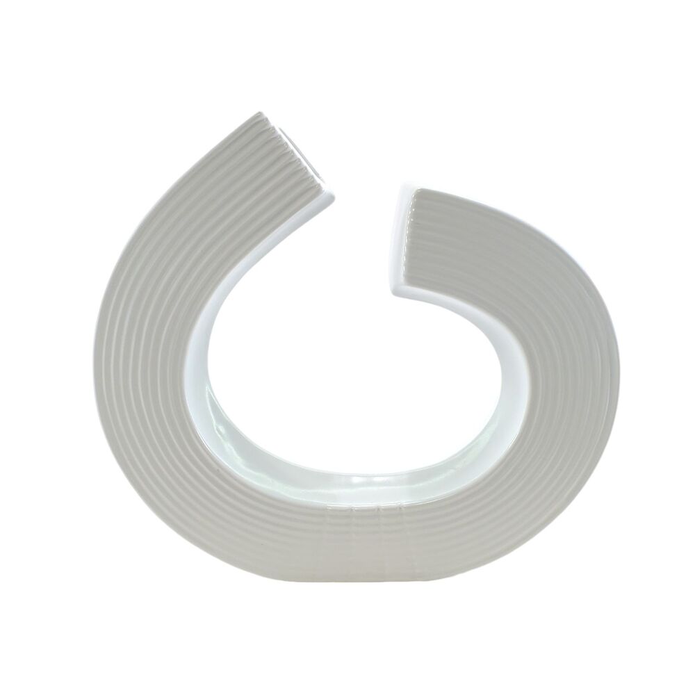 Round Circle Abstract Modern Art Sculpture Vase White Ceramic Sagebrook White